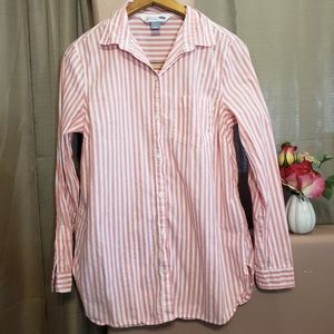 Old Navy pink&white classic stripe button blouse